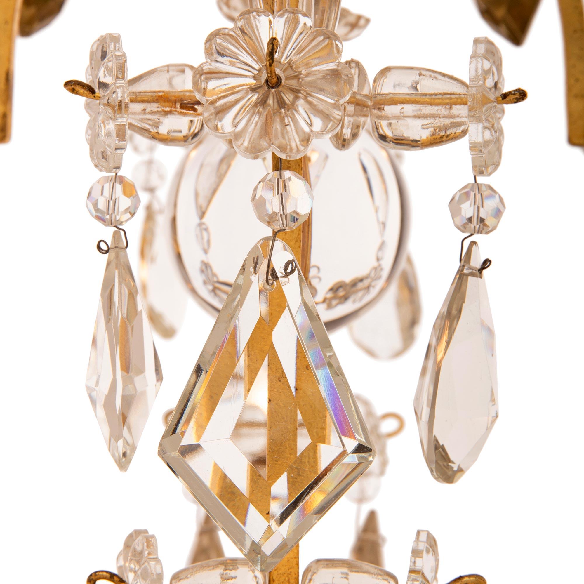 French 20th Century Louis XV St. Gilt Metal And Baccarat Crystal Chandelier For Sale 1