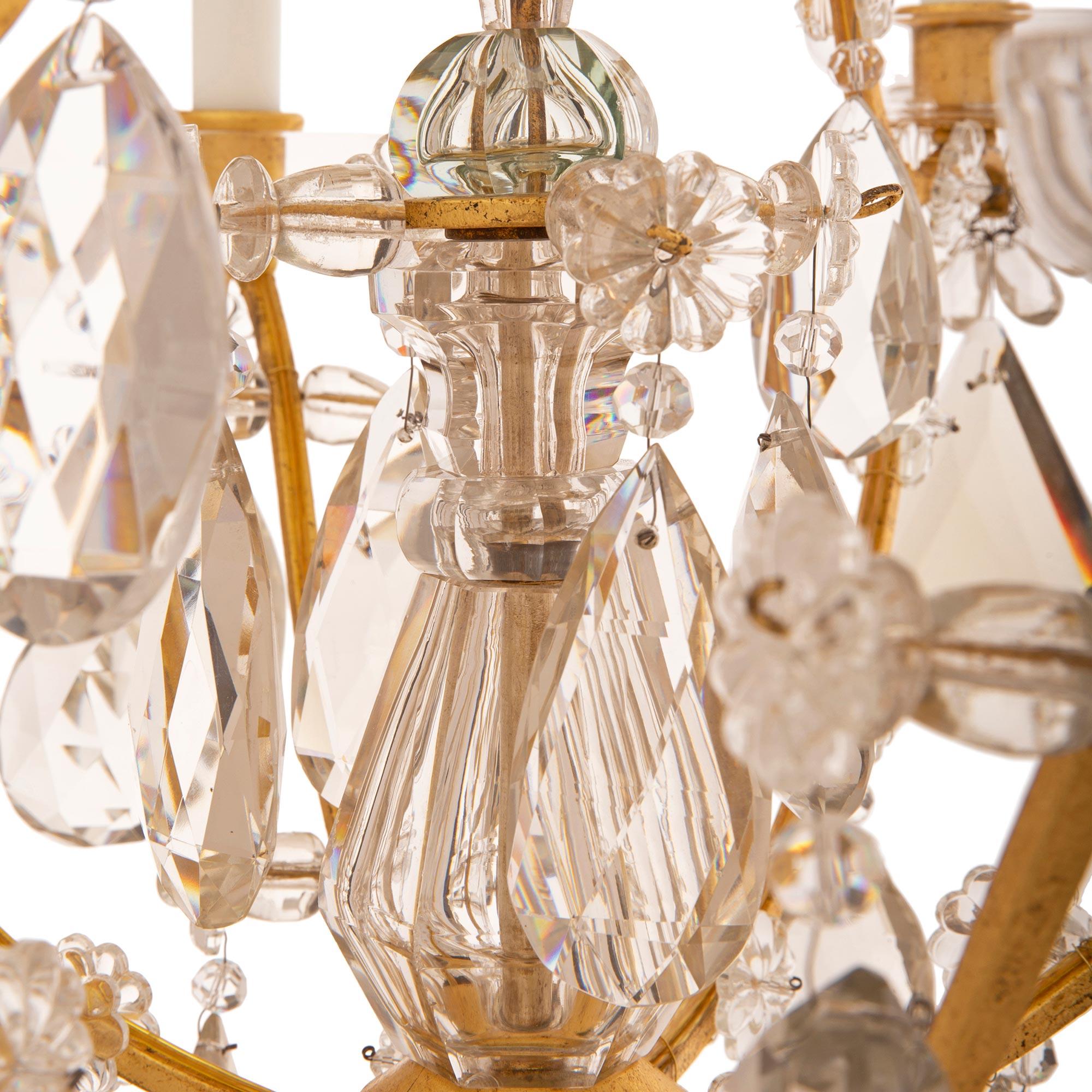 French 20th Century Louis XV St. Gilt Metal And Baccarat Crystal Chandelier For Sale 2