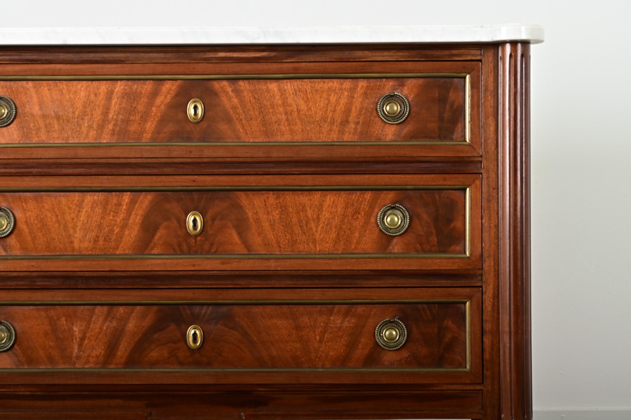 Carved French 20th Century Louis XVI Style Commode For Sale
