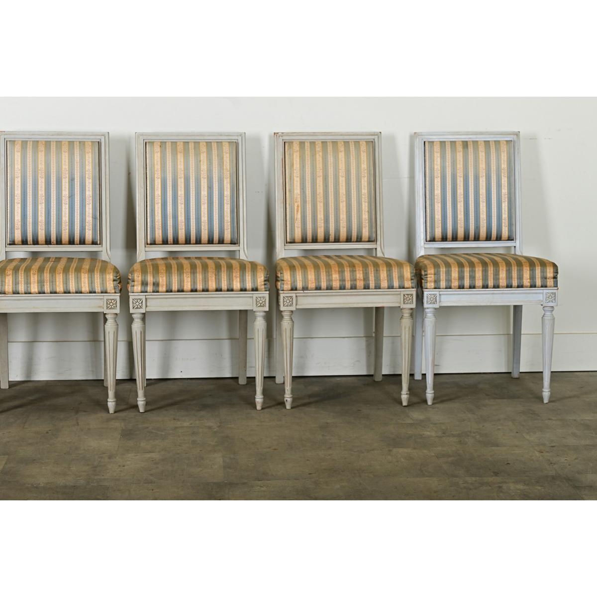 Wood French 20th Century Louis XVI Style Dining Chairs For Sale