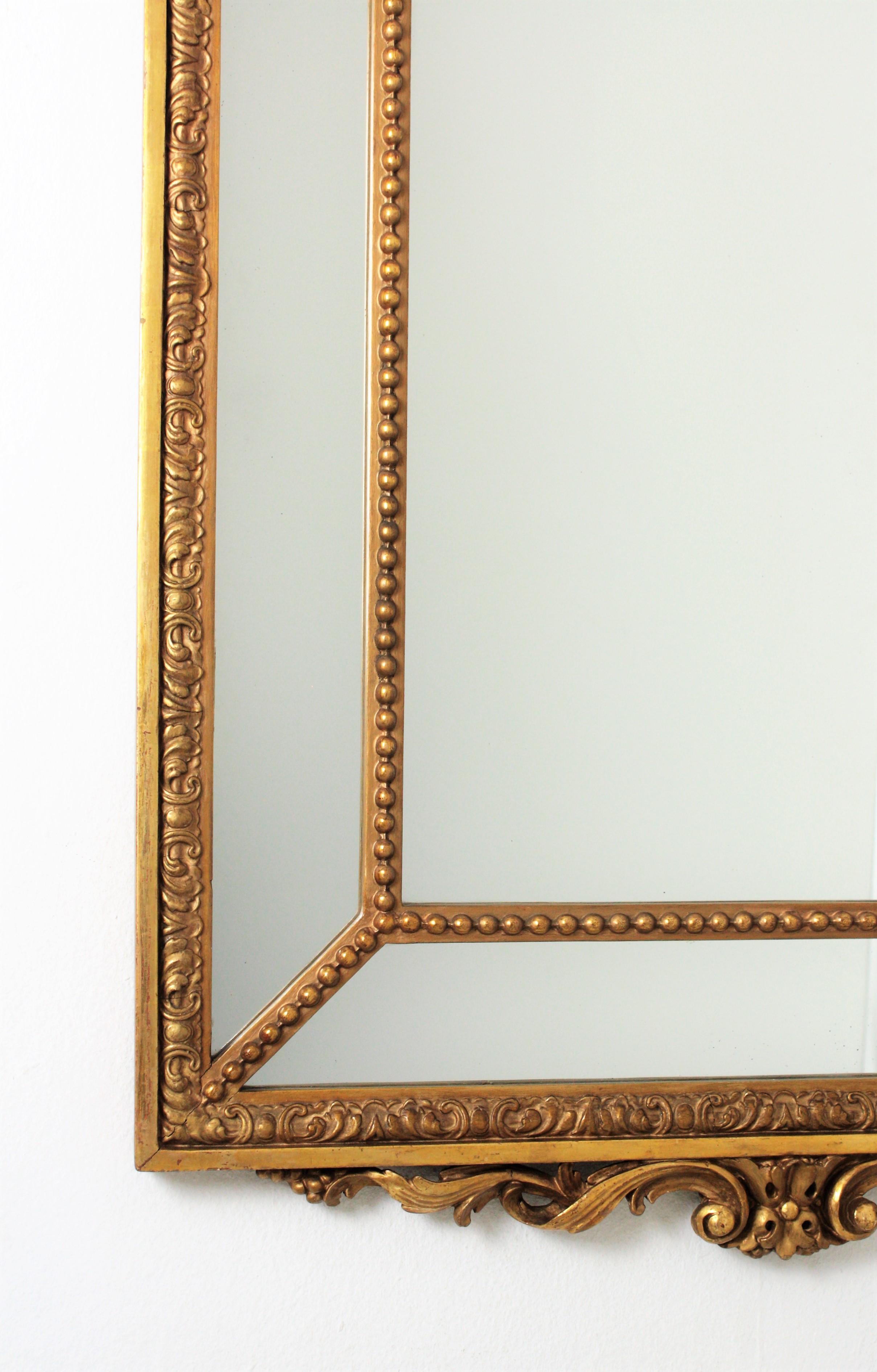 French 20th Century Louis XVI Style Double Framed Large Giltwood Mirror 8