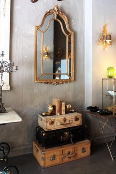 French 20th Century Louis XVI Style Double Framed Large Giltwood Mirror