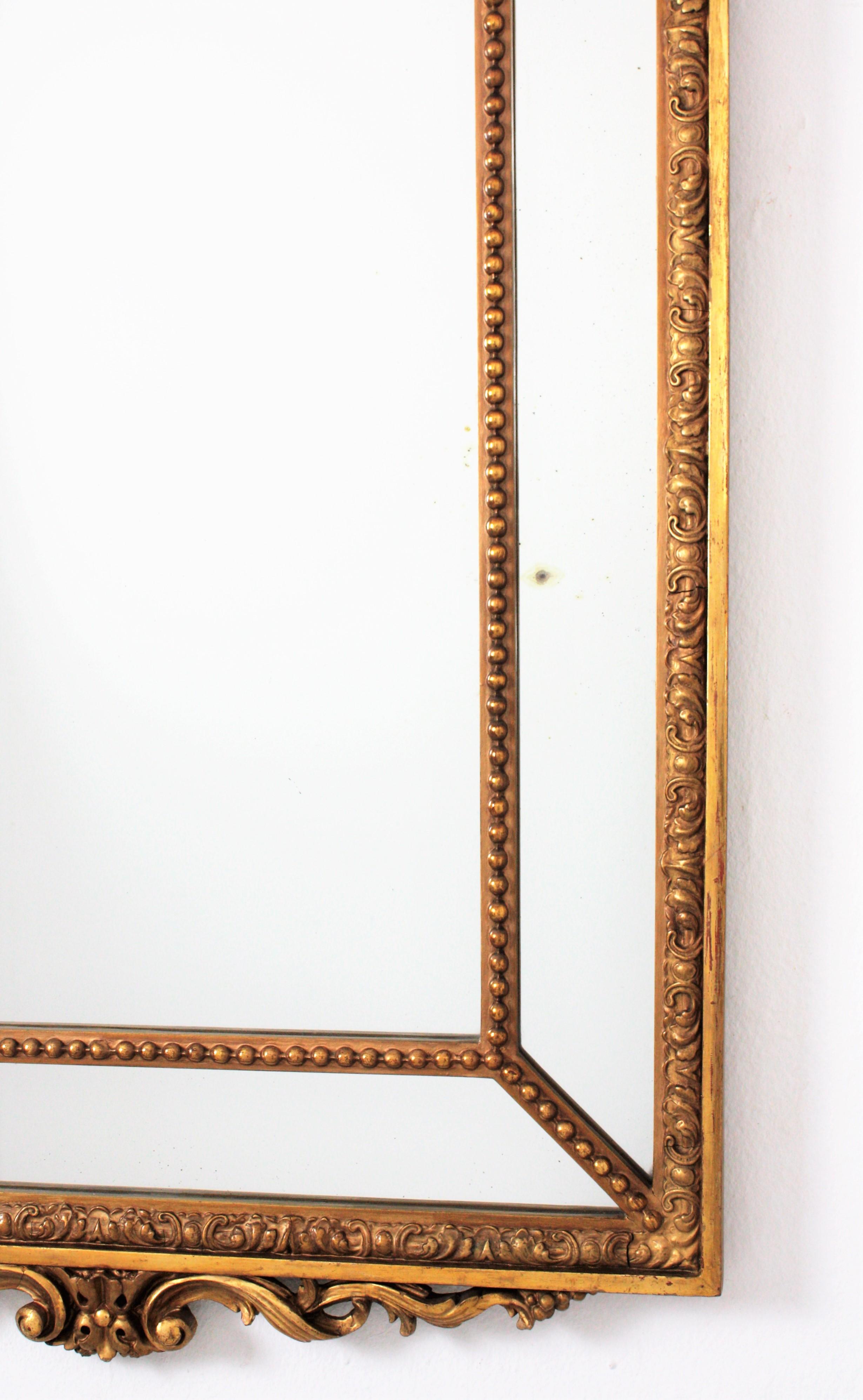 French 20th Century Louis XVI Style Double Framed Large Giltwood Mirror 5
