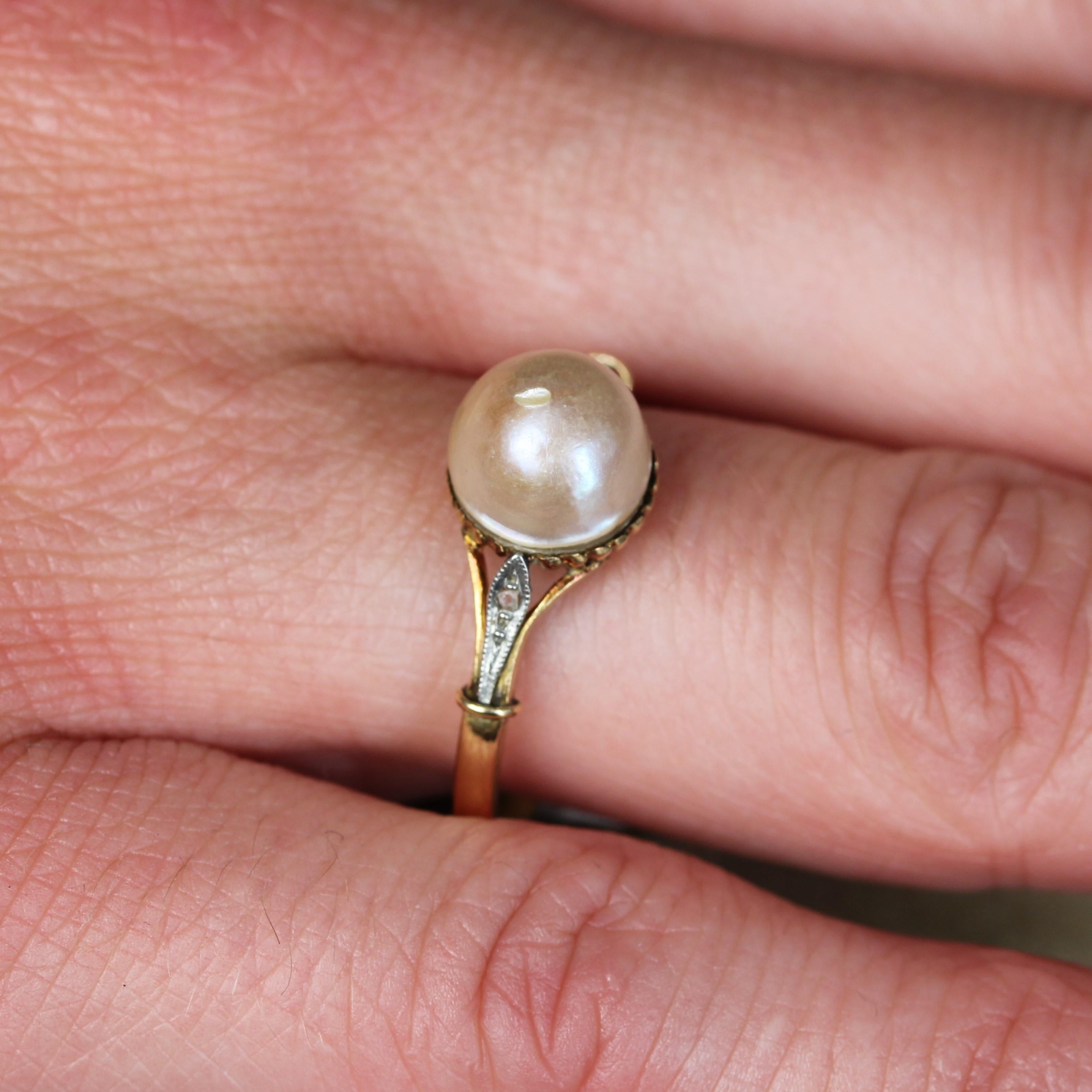 French 20th Century Mabé Pearl 18 Karat Yellow Gold Ring For Sale 6