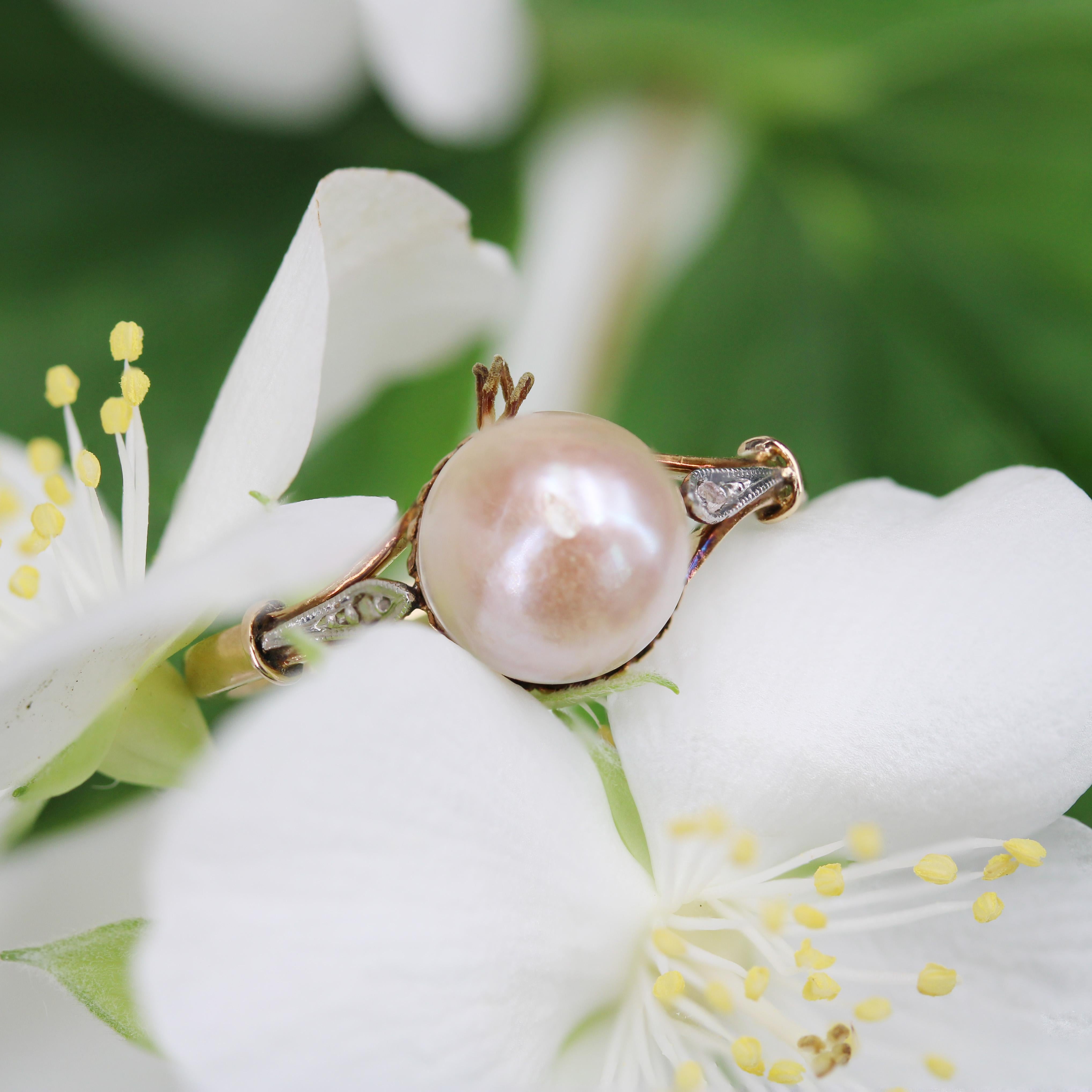 French 20th Century Mabé Pearl 18 Karat Yellow Gold Ring For Sale 8