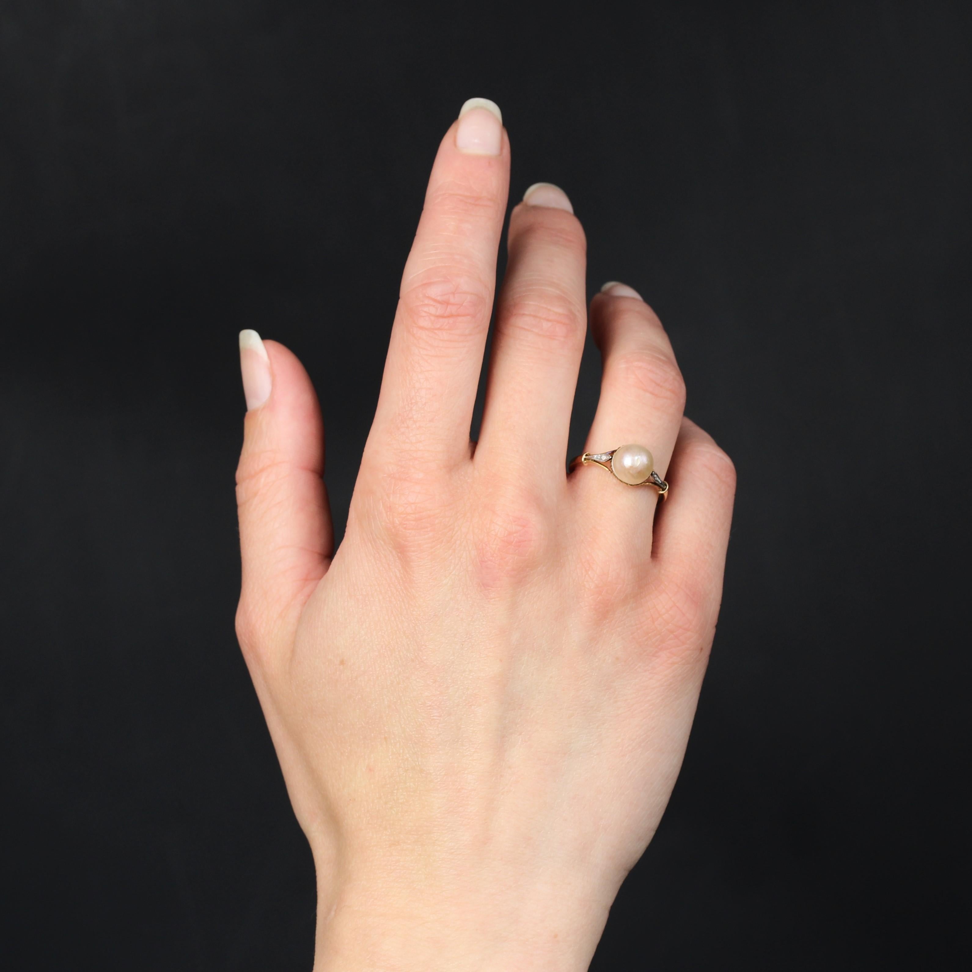 Rose Cut French 20th Century Mabé Pearl 18 Karat Yellow Gold Ring For Sale