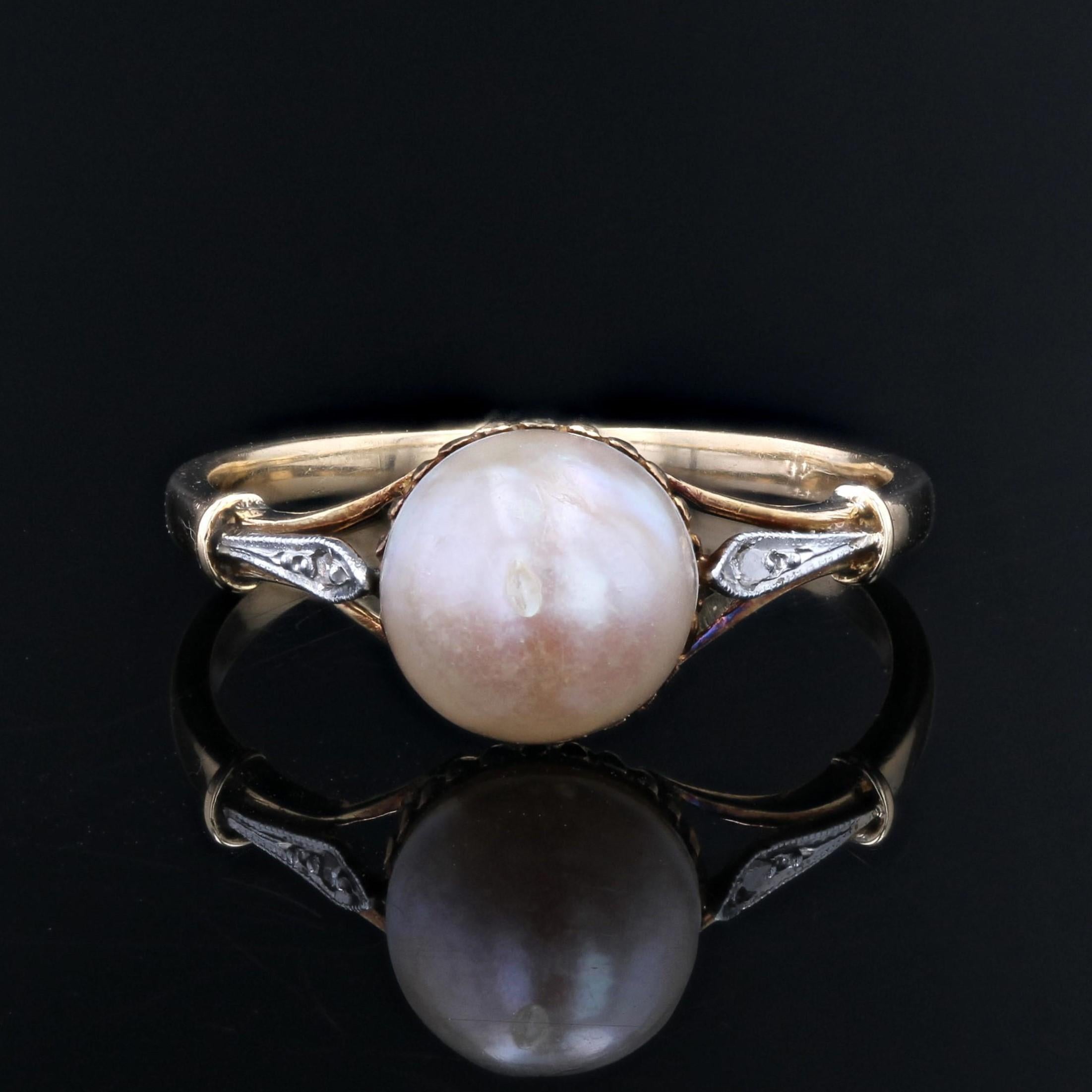 French 20th Century Mabé Pearl 18 Karat Yellow Gold Ring In Good Condition For Sale In Poitiers, FR