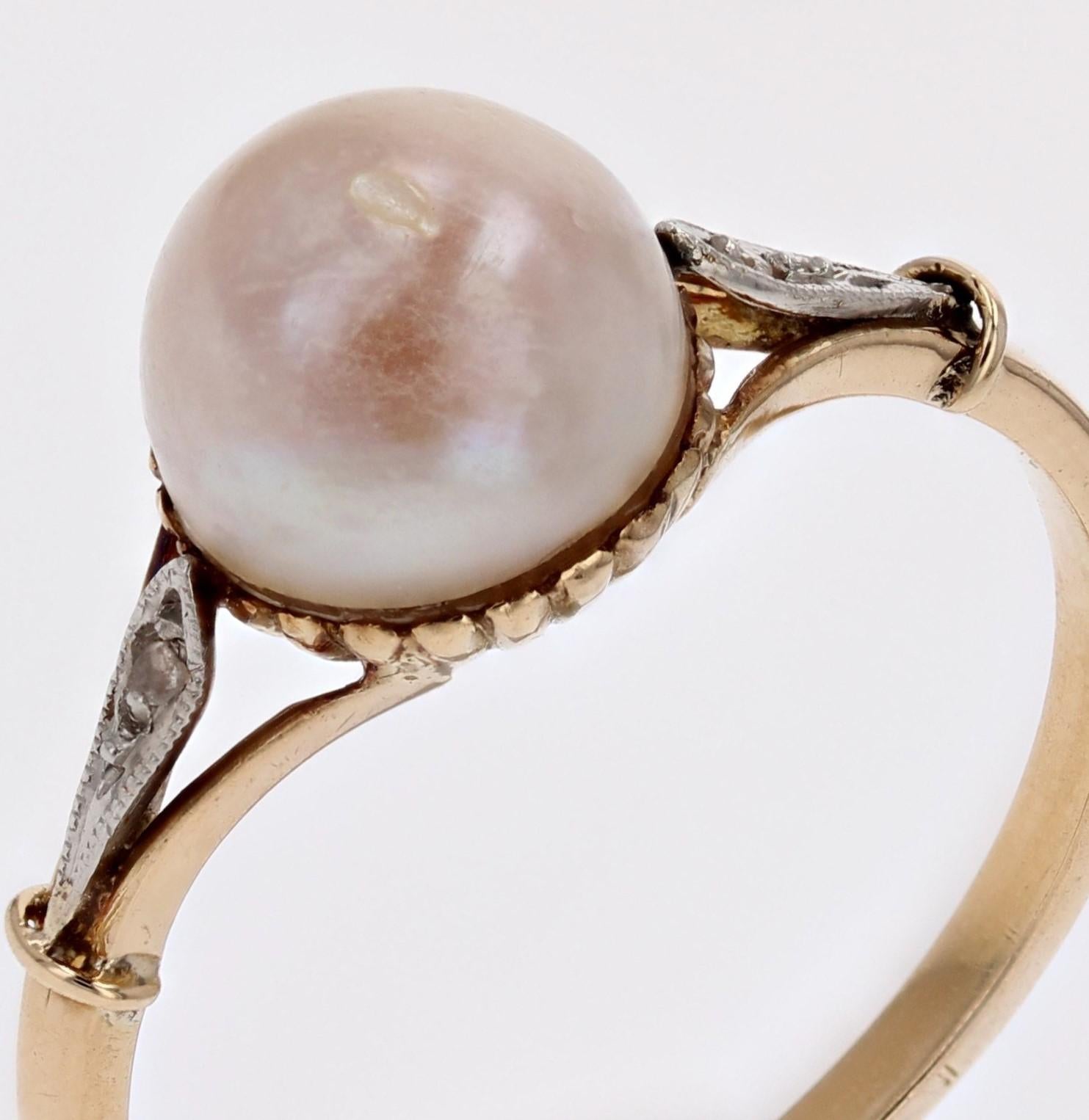 French 20th Century Mabé Pearl 18 Karat Yellow Gold Ring For Sale 3