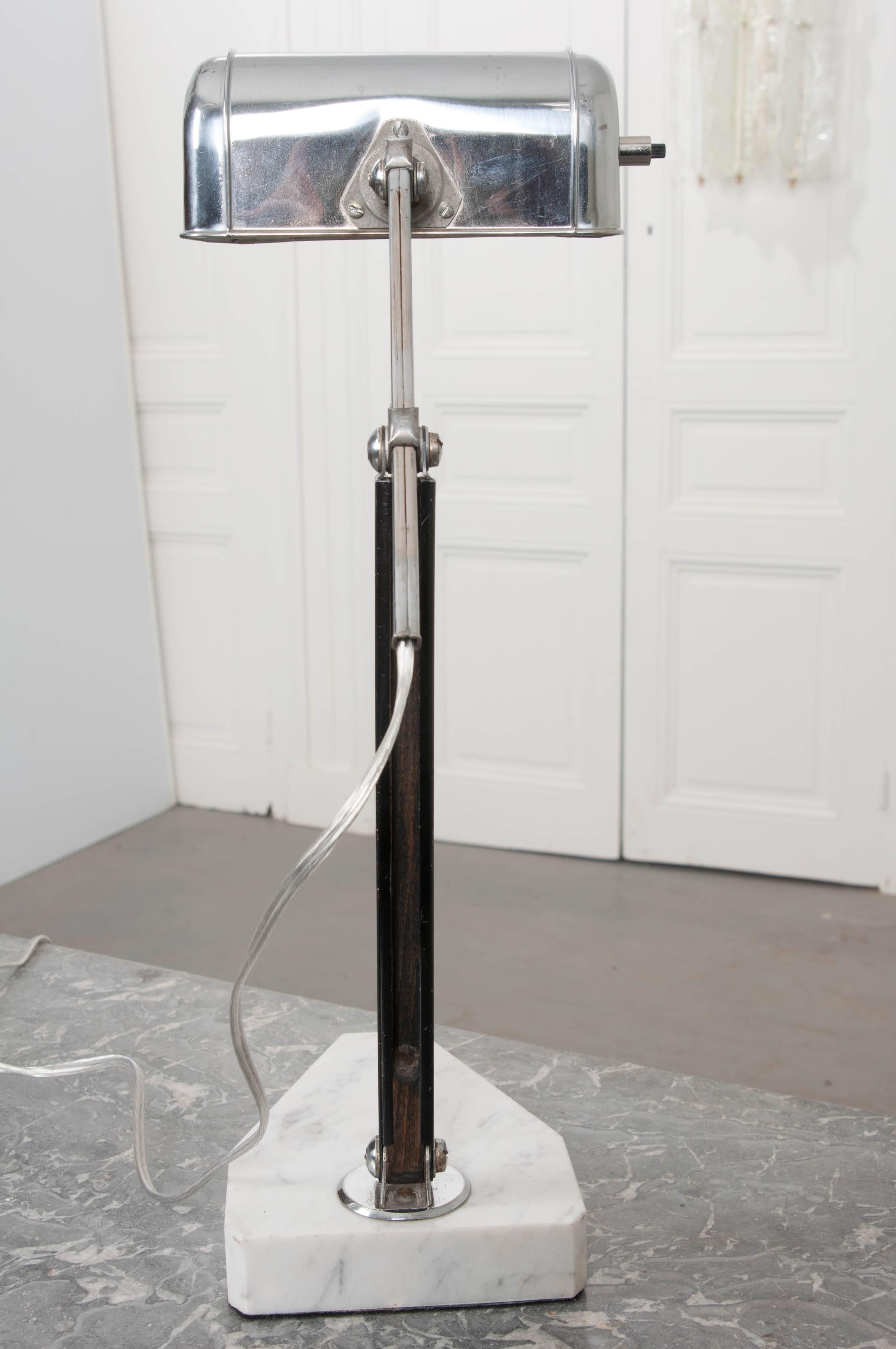 French 20th Century Marble and Chrome Desk Lamp 7