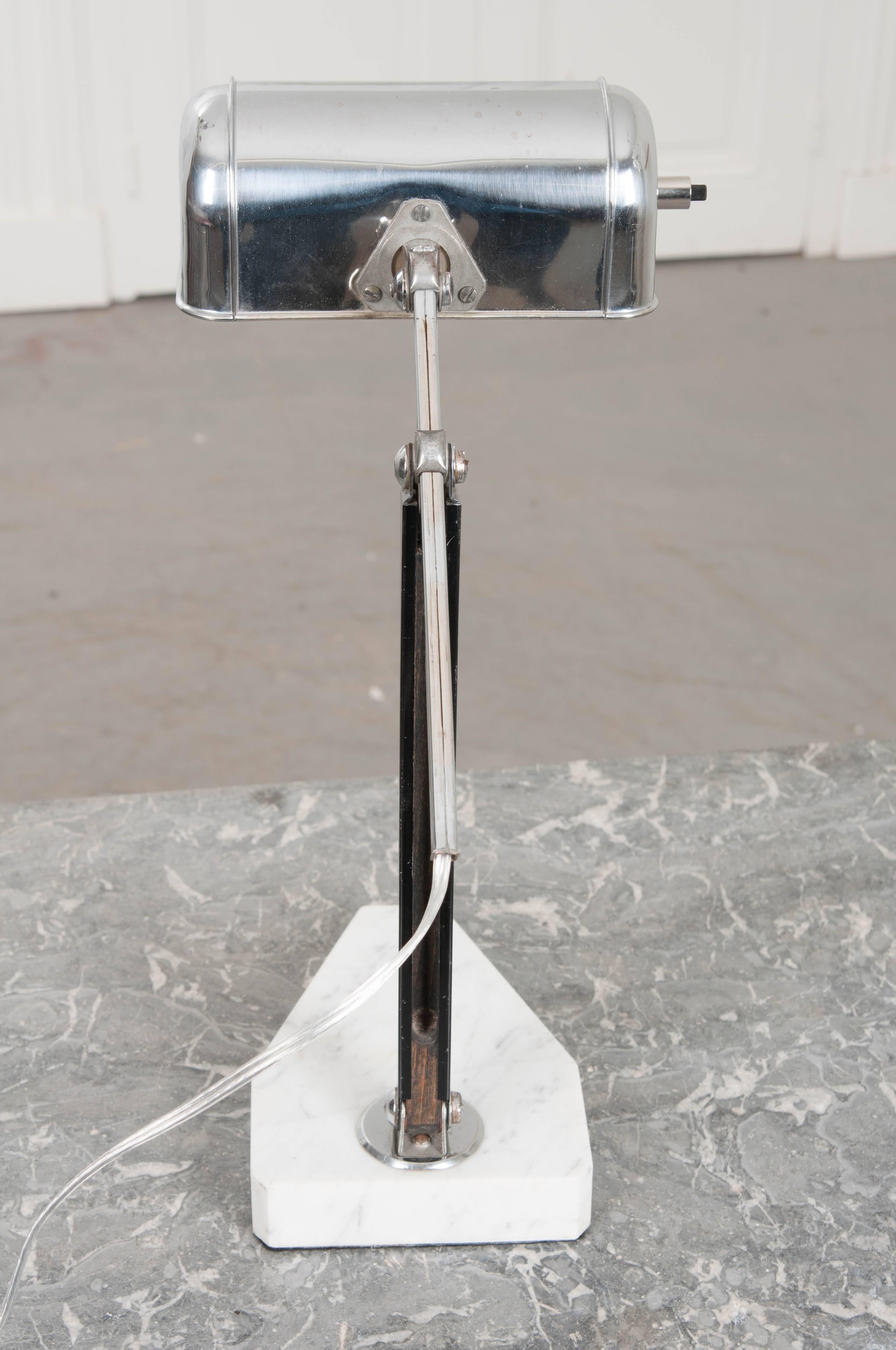 French 20th Century Marble and Chrome Desk Lamp 2