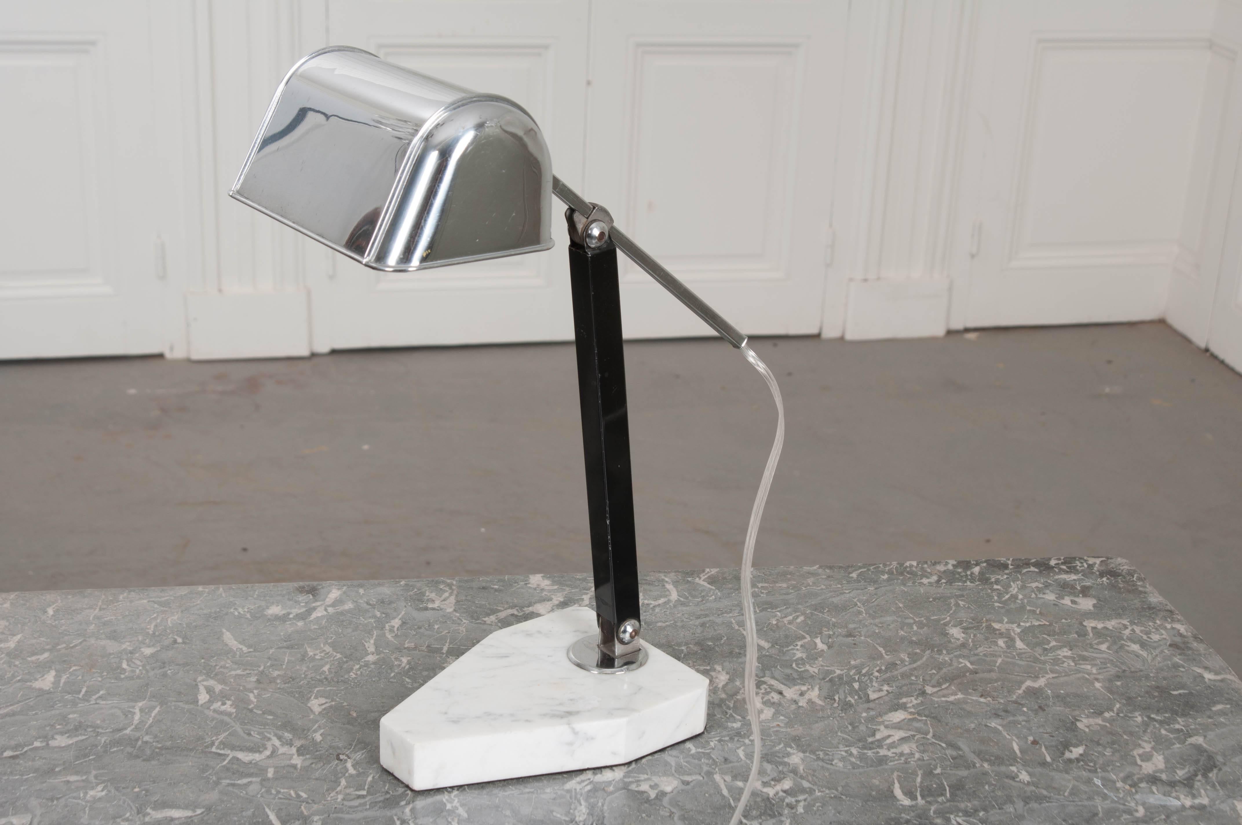 French 20th Century Marble and Chrome Desk Lamp 3