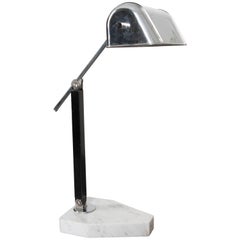 French 20th Century Marble and Chrome Desk Lamp