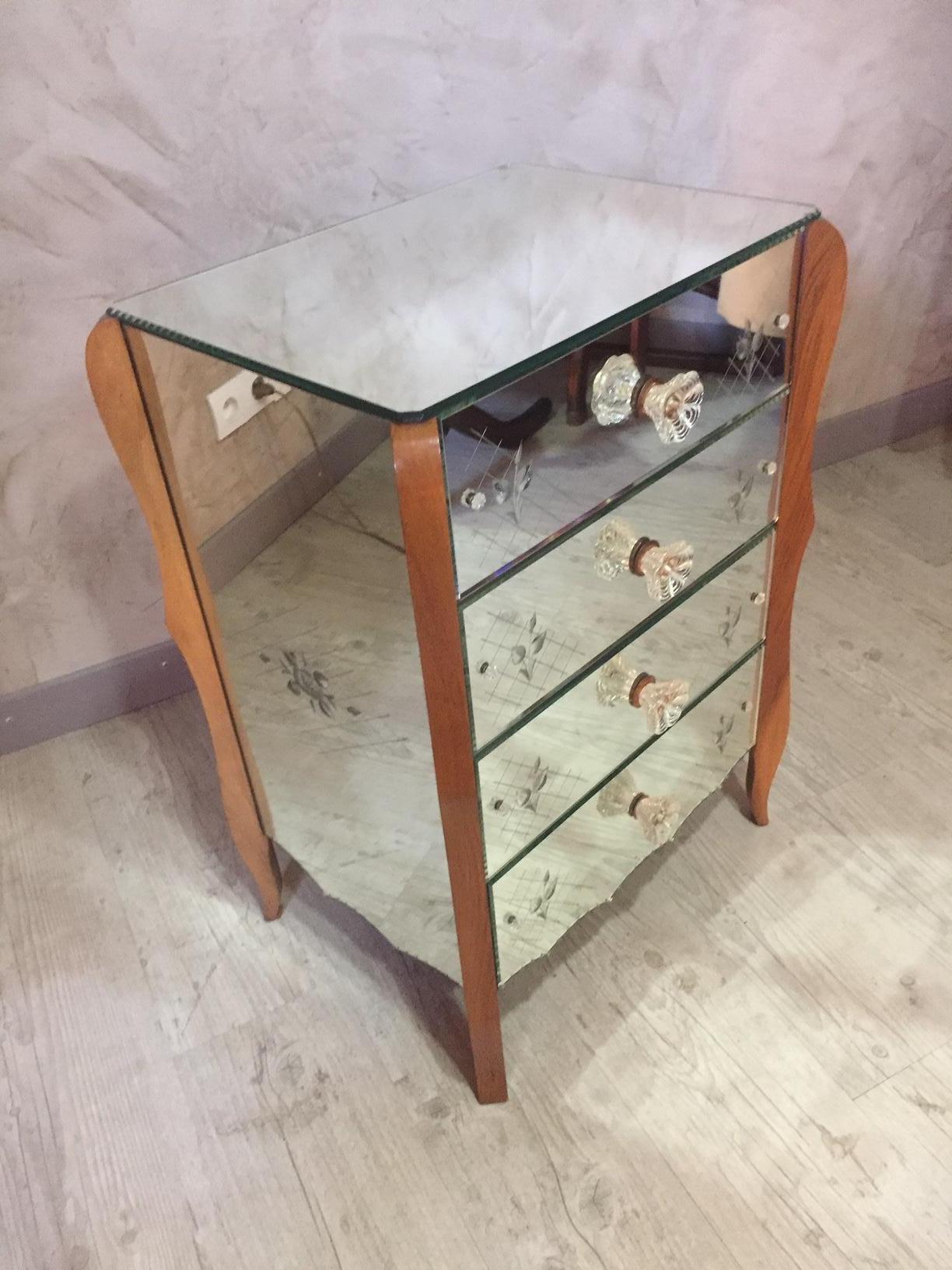 French 20th Century Mirror Chest of Drawer, 1950s 8