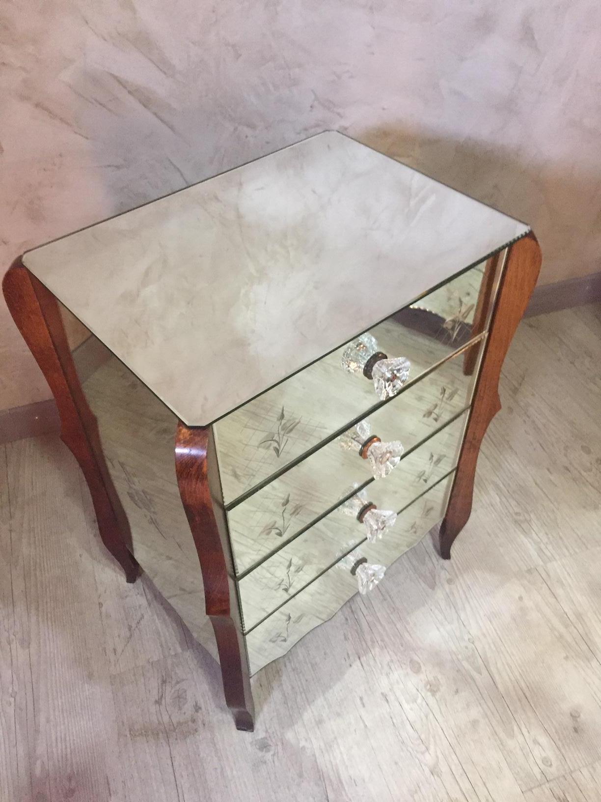 French 20th Century Mirror Chest of Drawers, 1950s In Good Condition In LEGNY, FR