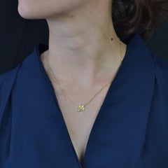 Collier français en forme de trèfle en or jaune 18 carats avec perles naturelles du XXe siècle
