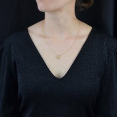 French, 20th Century Natural Pearl 18 Karat Yellow Gold Heart Shape Necklace