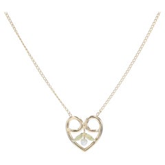 French, 20th Century Natural Pearl 18 Karat Yellow Gold Heart Shape Necklace