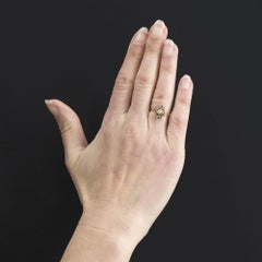 French 20th Century Natural Pearl 18 Karat Yellow White Gold Marquise Ring