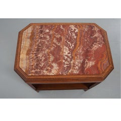 French 20th Century Oak Art Deco Table with Marble Top