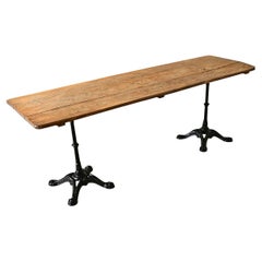 French 20th Century Oak & Iron Long Bistro Table
