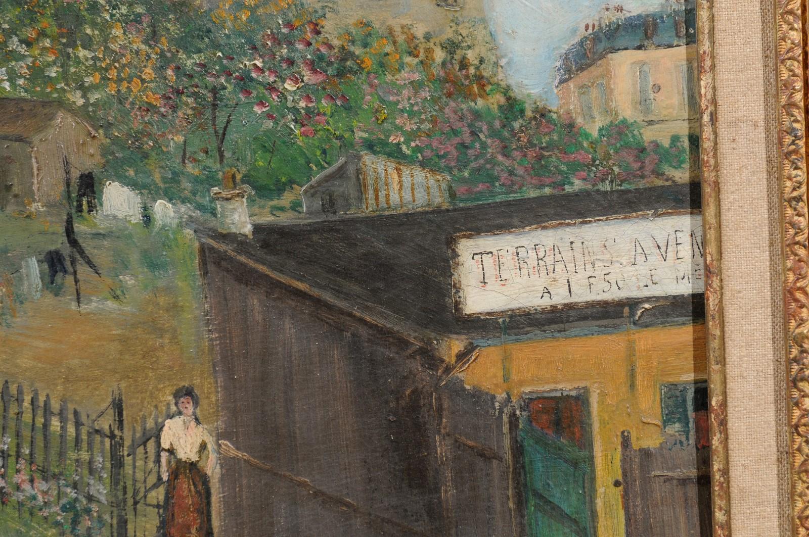 French 20th Century Oil on Board Painting Depicting the Moulin de la Galette 1