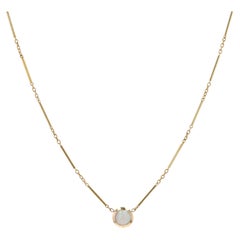 French 20th Century Opal 18 Karat Yellow Gold Stick Chain Necklace