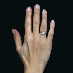 French 20th Century Opal 18 Karat Yellow Twisted Gold Ring