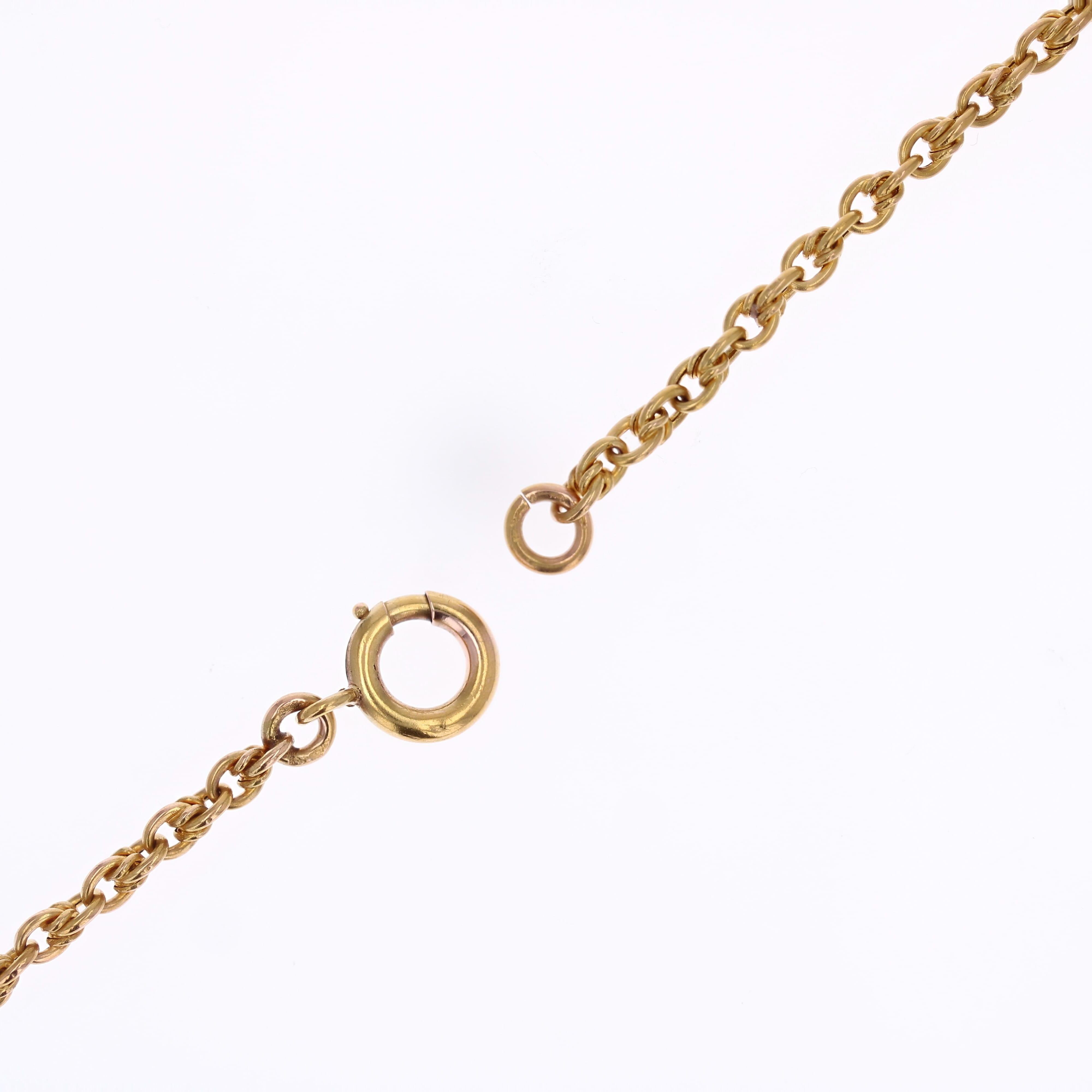 Französisch 20. Jahrhundert Oval Mesh 18 Karat Gelbgold lange Halskette im Angebot 8