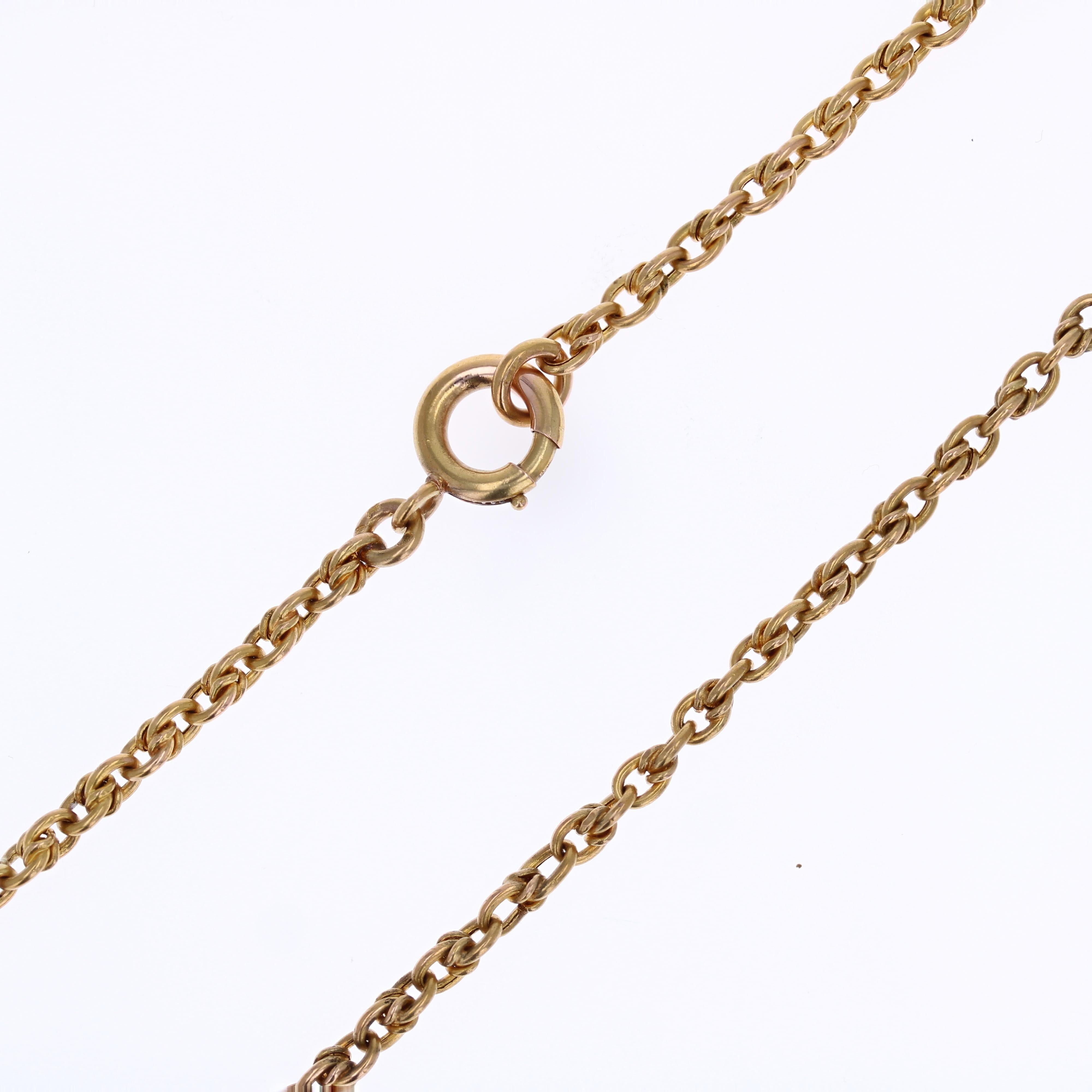 Französisch 20. Jahrhundert Oval Mesh 18 Karat Gelbgold lange Halskette im Angebot 9