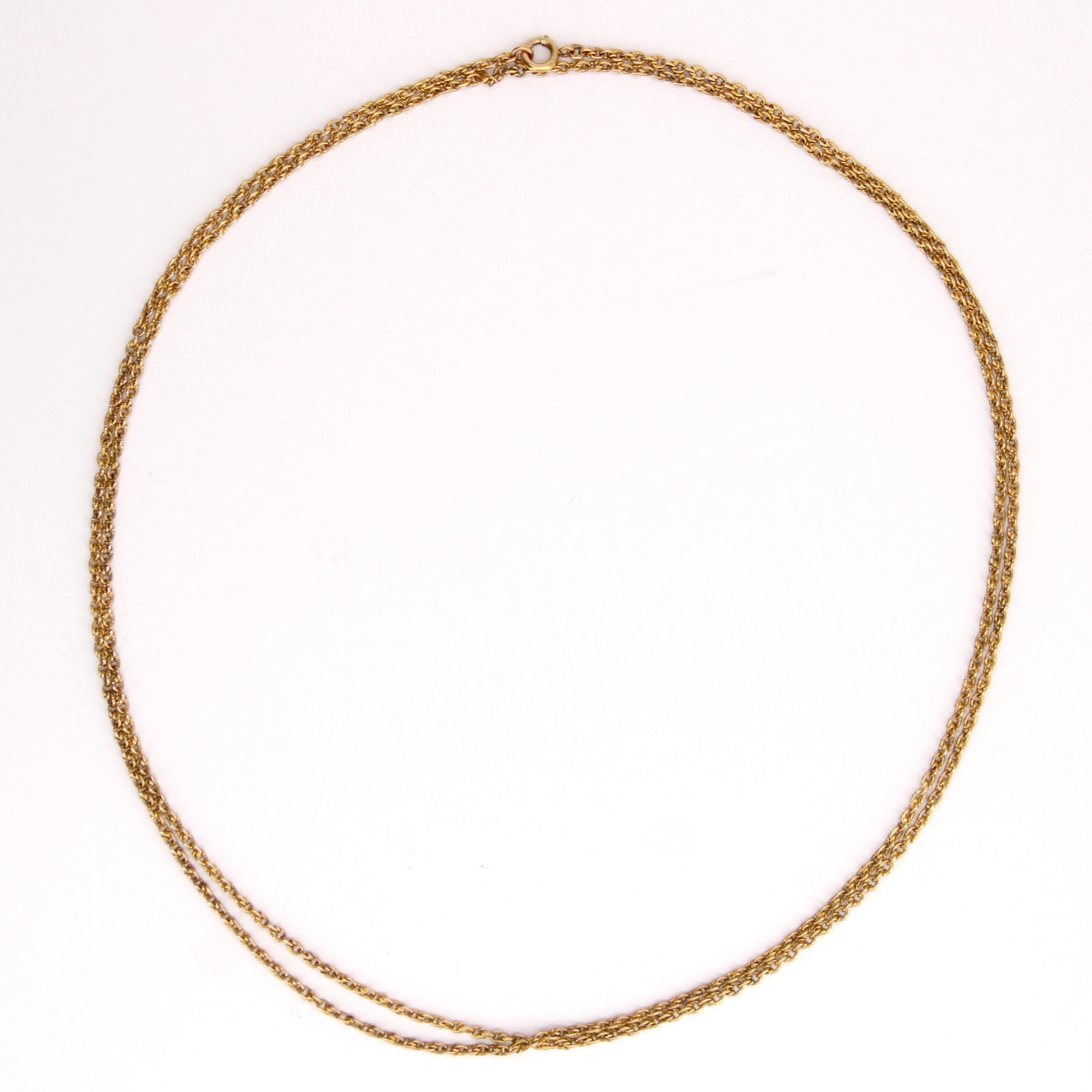 Französisch 20. Jahrhundert Oval Mesh 18 Karat Gelbgold lange Halskette im Zustand „Gut“ im Angebot in Poitiers, FR