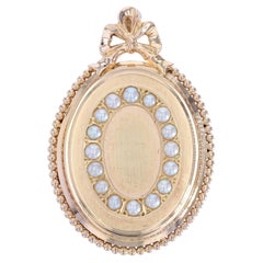 Vintage French 20th Century Pearl 18 Karat Rose Gold Medallion Pendant