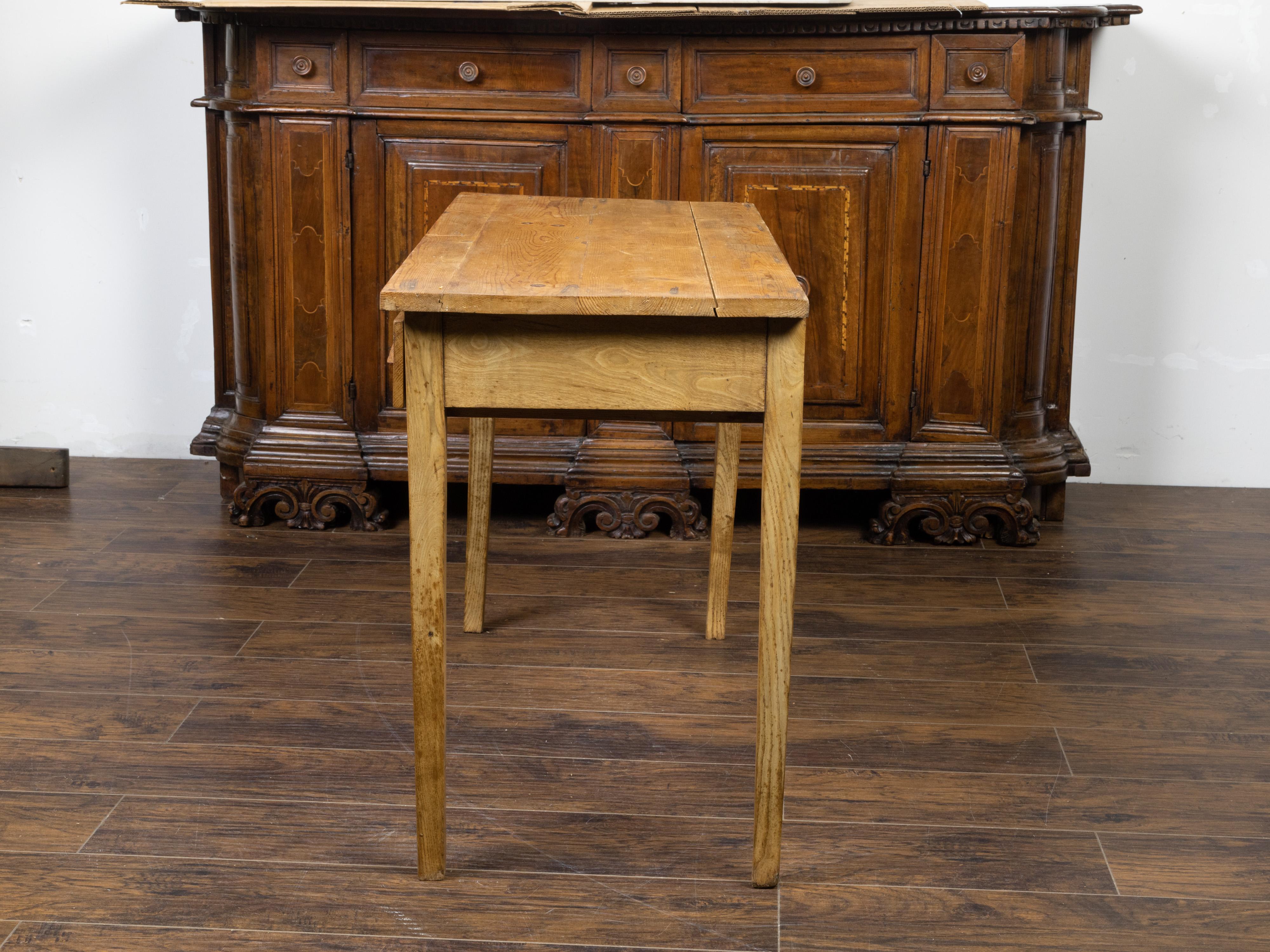 French 20th Century Pine Desk with Two Drawers and Raised Diamond Motifs 1