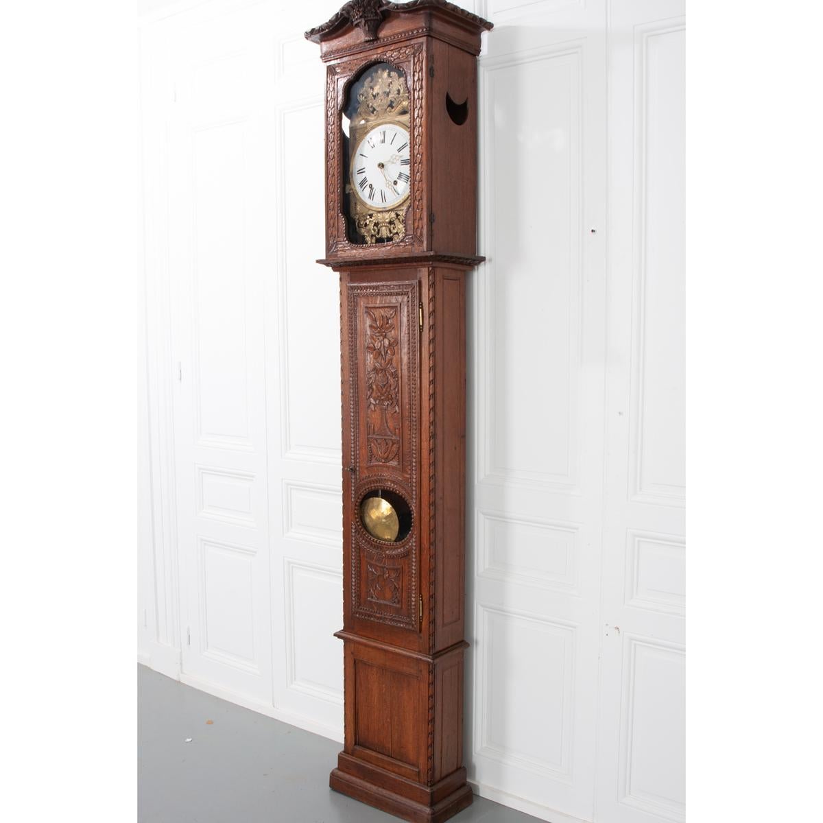 French 19th Century Provincial Horloge Case Clock For Sale 2