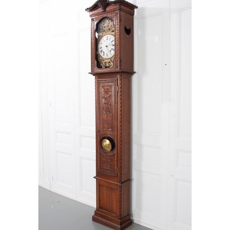 French 19th Century Provincial Horloge Case Clock For Sale 4