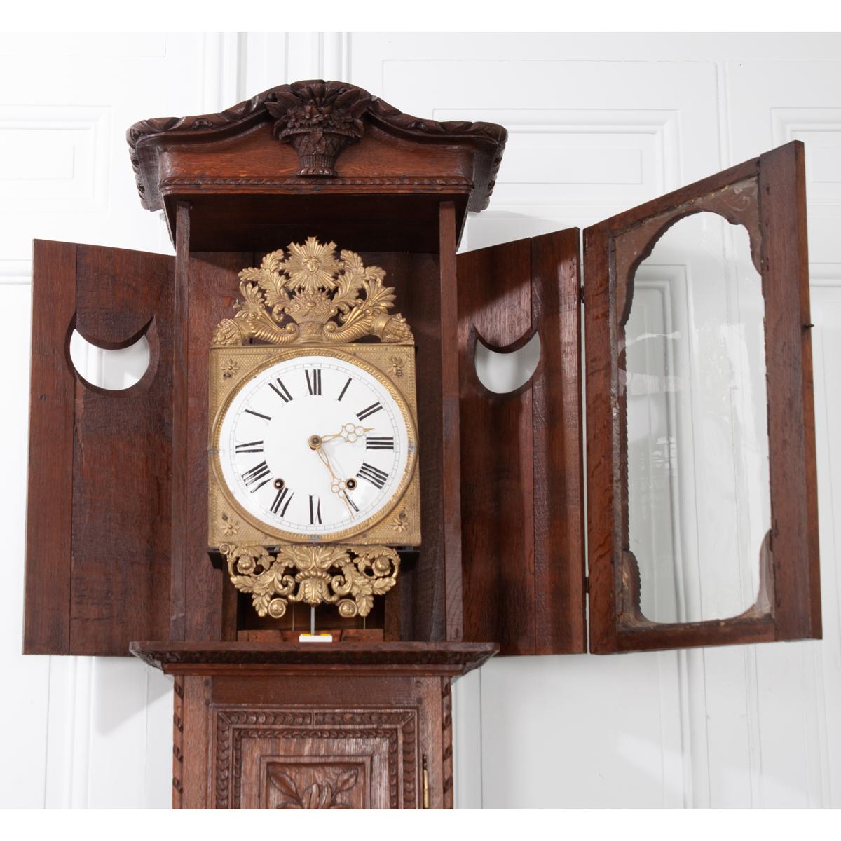 French 19th Century Provincial Horloge Case Clock For Sale 3