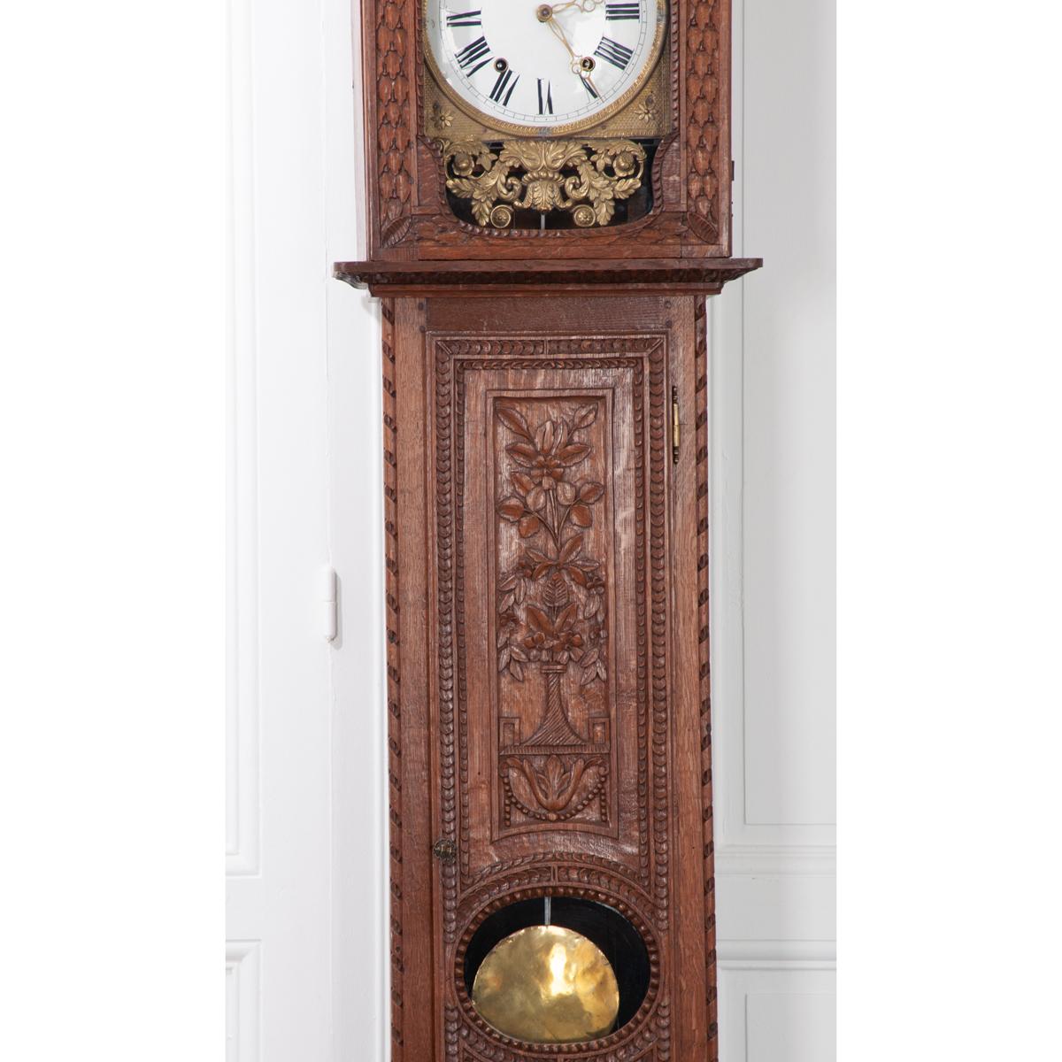 French 19th Century Provincial Horloge Case Clock In Good Condition For Sale In Baton Rouge, LA