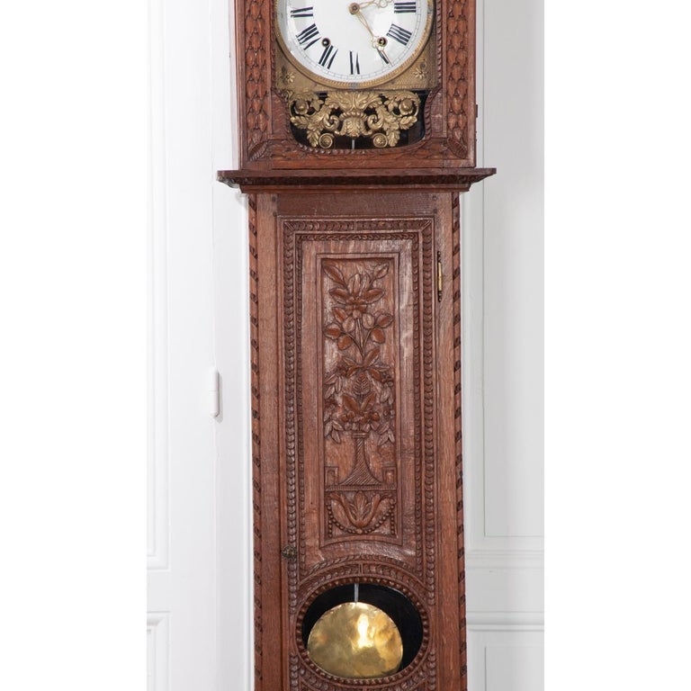 Wood French 19th Century Provincial Horloge Case Clock For Sale