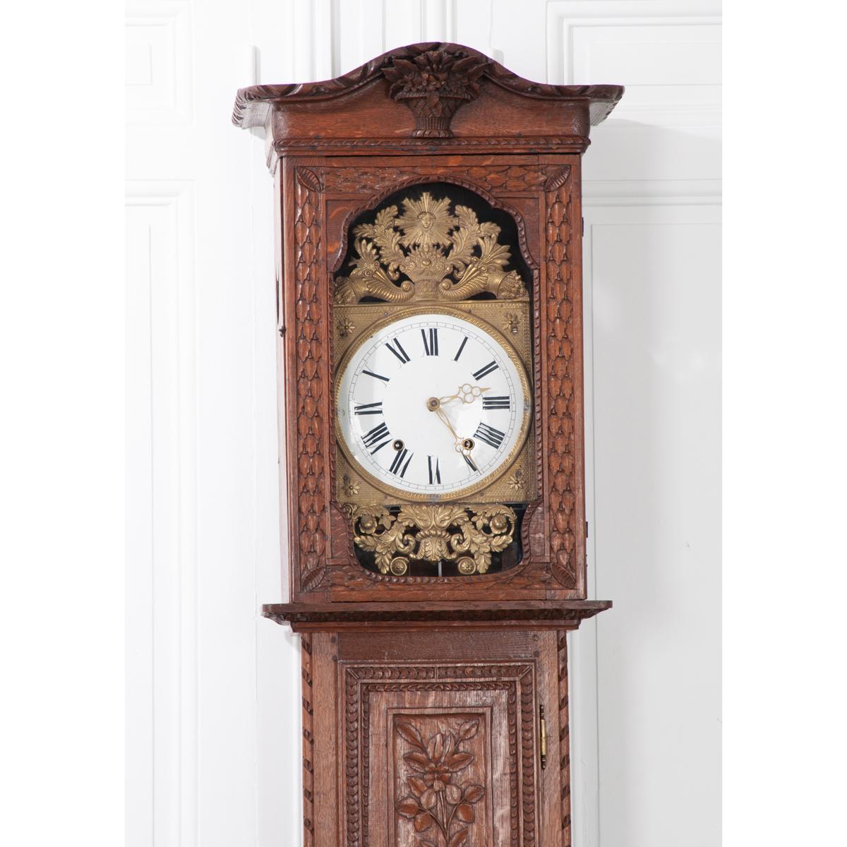 20th Century French 19th Century Provincial Horloge Case Clock For Sale