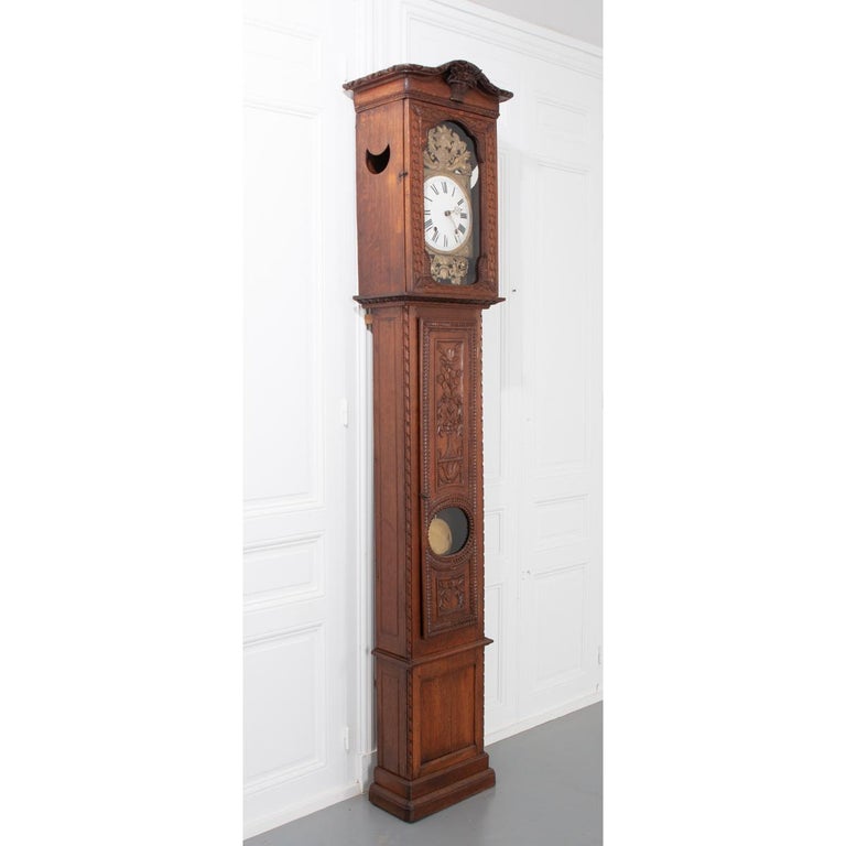 French 19th Century Provincial Horloge Case Clock For Sale 2