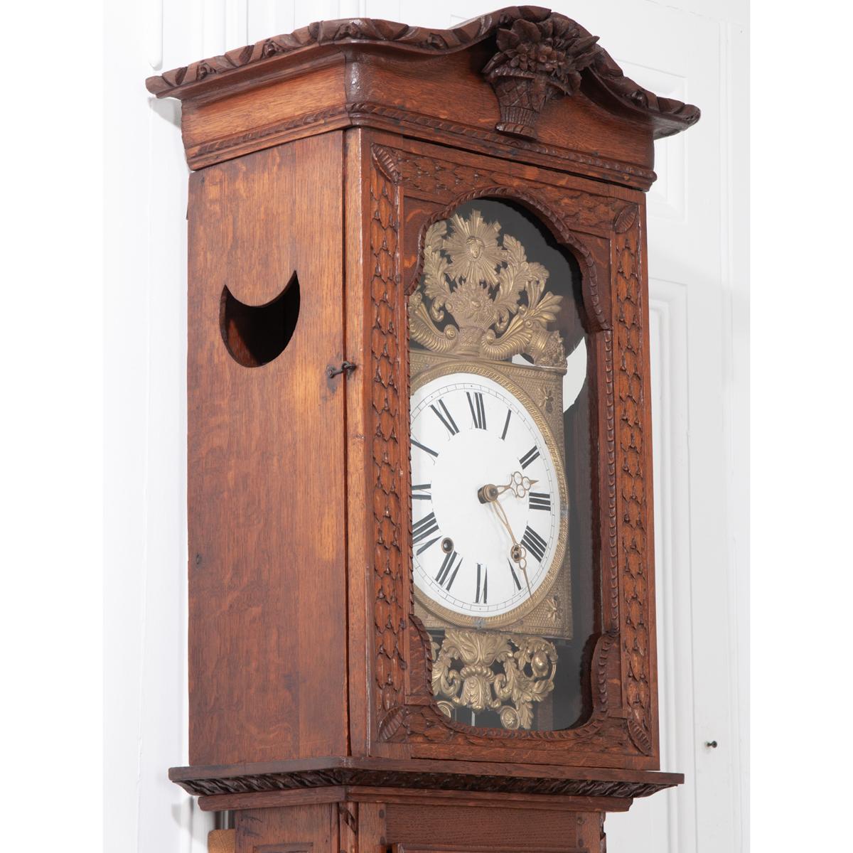 French 19th Century Provincial Horloge Case Clock For Sale 1