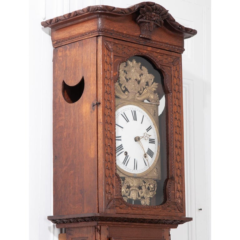French 19th Century Provincial Horloge Case Clock For Sale 3