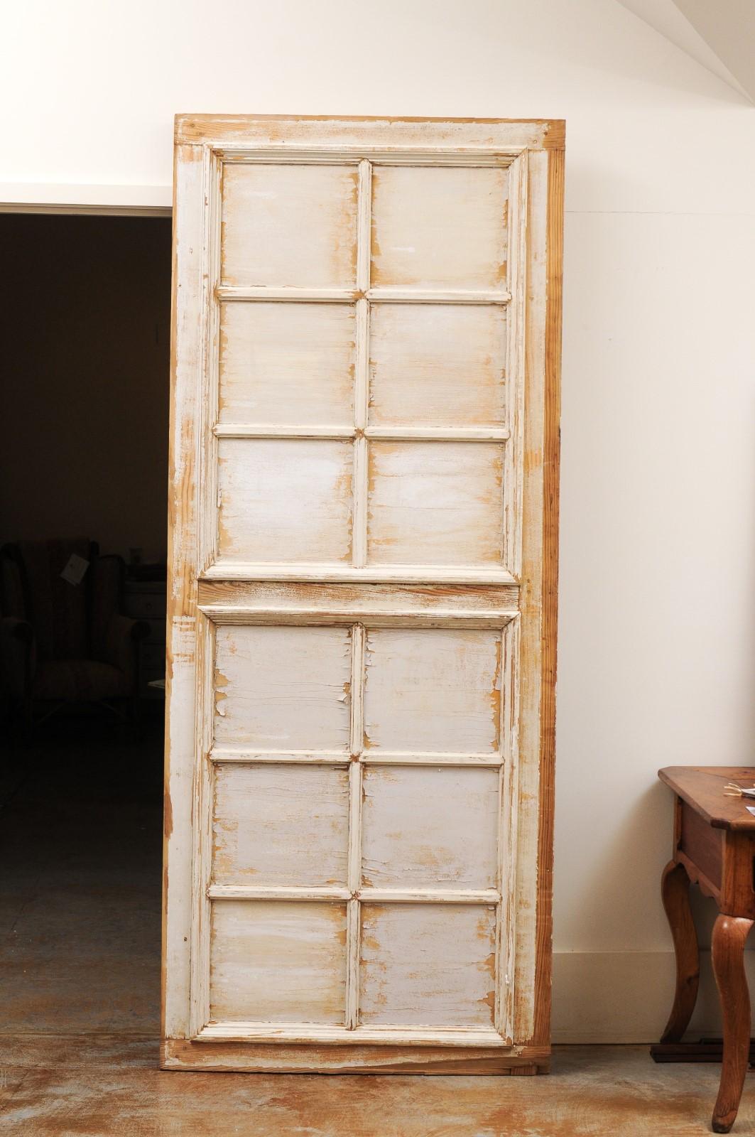French 20th Century Rectangular Over Door Mirrored Panel with Scraped Finish For Sale 7