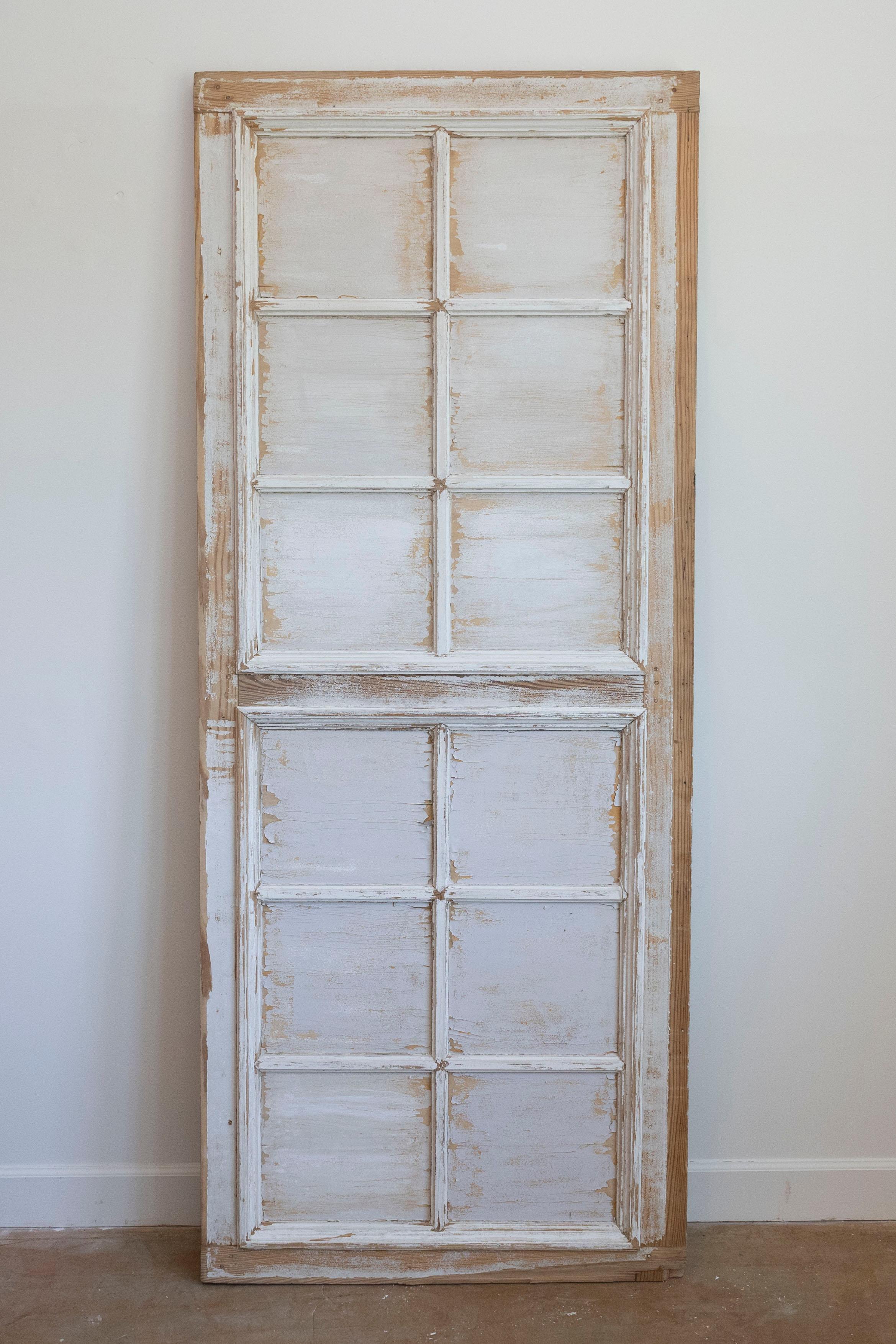 French 20th Century Rectangular Over Door Mirrored Panel with Scraped Finish In Good Condition For Sale In Atlanta, GA