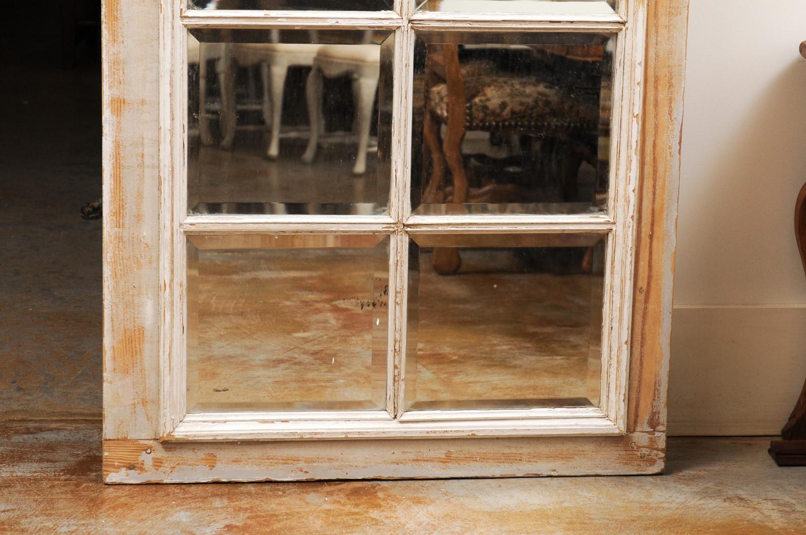 French 20th Century Rectangular Over Door Mirrored Panel with Scraped Finish For Sale 4