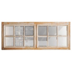 Panel Espejado Rectangular Sobre Puerta Francesa del Siglo XX con Acabado Raspado