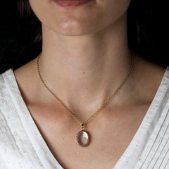 French 20th Century Rock Crystal 18 Karat Yellow Gold Locket Pendant