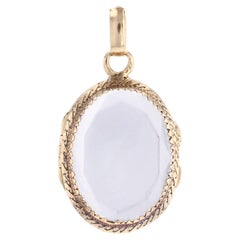 French 20th Century Rock Crystal 18 Karat Yellow Gold Locket Pendant