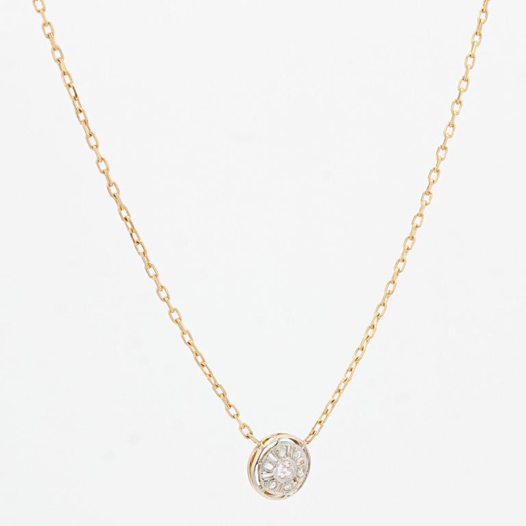 French 20th Century Round Diamond Pattern 18 Karat Yellow Gold Chain ...