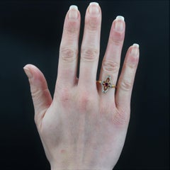 French 20th Century Ruby Diamonds Slender Cloverleaf Ring