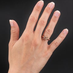 French 20th Century Ruby Natural Pearl Diamond 18 Karat Rose Gold Ring